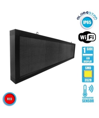 GLOBOSTAR® DISPLAY 90281 Κυλιόμενη Ψηφιακή Επιγραφή 160x32cm P10 Μονής Όψης LED AC 220-240V Αδιάβροχο IP65 Κόκκινο - WiFi Control μέσω FK APP - Αισθητήρας Θερμοκρασίας & Υγρασίας - Μ168 x Π9 x Υ40cm - 2 Χρόνια Εγγύηση
